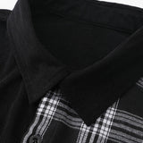 Ensemble — chemise patchwork à carreaux en velours côtelé & pantalon de jogging en velours côtelé