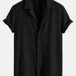 Ensemble — chemise côtelée à col cubain profond coupe ajustée & short côtelé à cordon