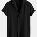 Ensemble — chemise côtelée à col cubain profond coupe ajustée & short côtelé à cordon