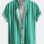 Ensemble — chemise boutonnée rayée & short de bain mi-long à cordon