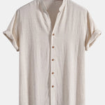 Chemise en lin et viscose à col V et manches courtes