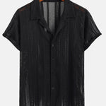 Ensemble — chemise texturée en maille & pantalon en lin à jambe droite