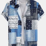 Ensemble Capucine — chemise patchwork à imprimé paisley & short de bain