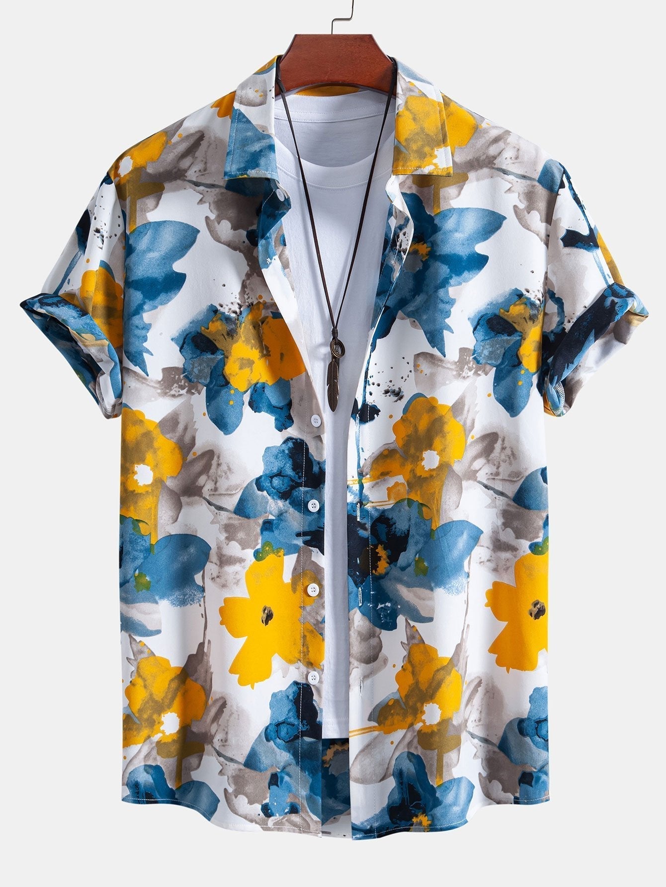 Ensemble Capucine — chemise à imprimé floral à l'encre & short de bain