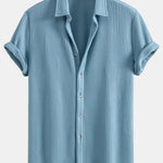 Ensemble — chemise gaufrée & pantalon gaufré en maille à cordon