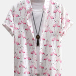 Ensemble Améline — chemise à imprimé flamants roses & short de bain
