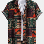 Ensemble Améline — chemise en coton à imprimé patchwork floral géométrique & short en lin et coton
