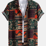 Ensemble Améline — chemise en coton à imprimé patchwork floral géométrique & short en lin et coton