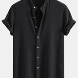 Ensemble — chemise gaufrée à col officier & short gaufré à cordon