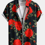 Ensemble — chemise à imprimé roses rouges & short de bain