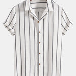 Ensemble — chemise cubaine rayée en coton mélangé & short de bain à imprimé rayé