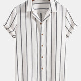 Ensemble — chemise cubaine rayée en coton mélangé & short de bain à imprimé rayé