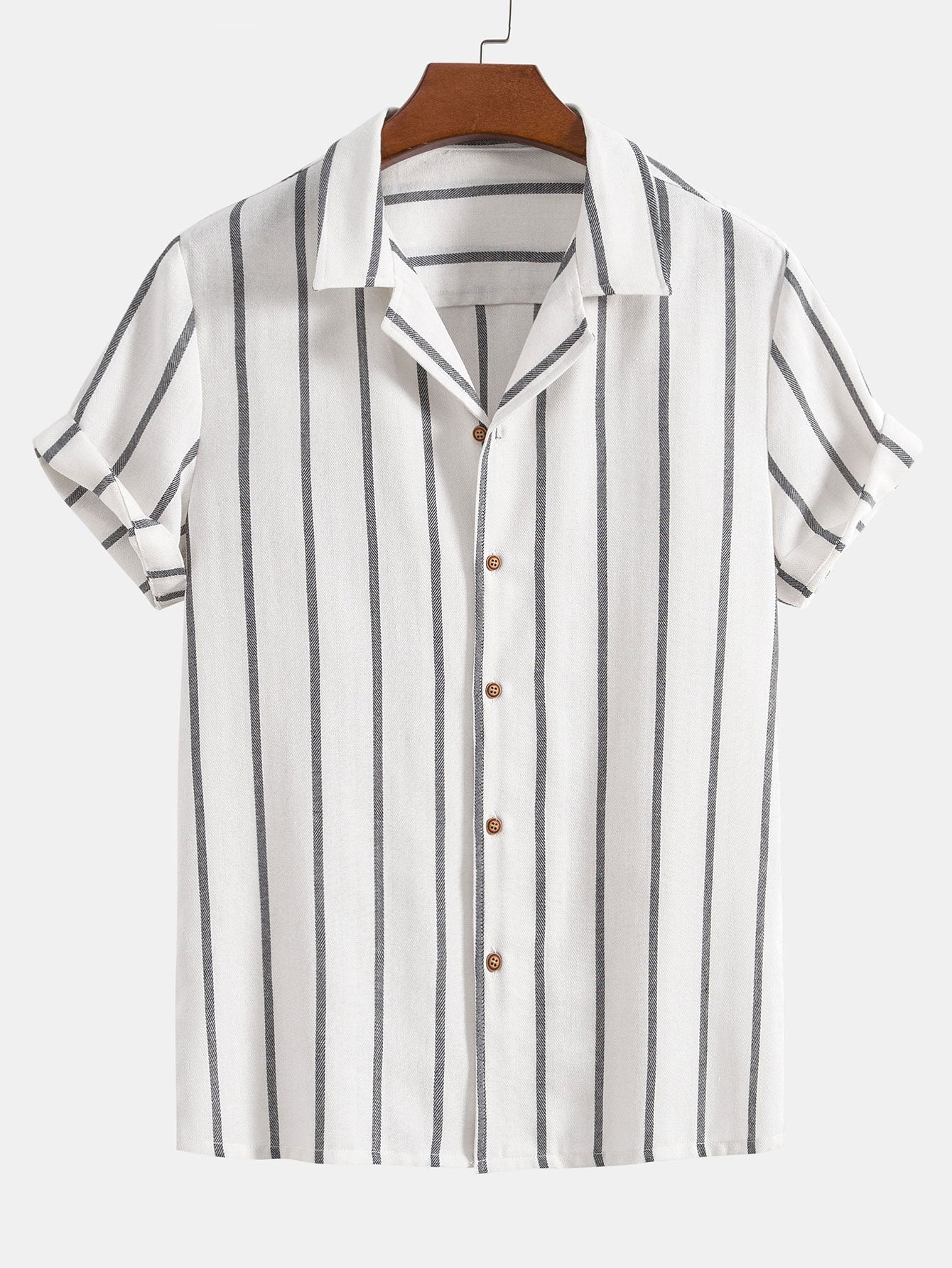 Ensemble — chemise cubaine rayée en coton mélangé & short de bain à imprimé rayé