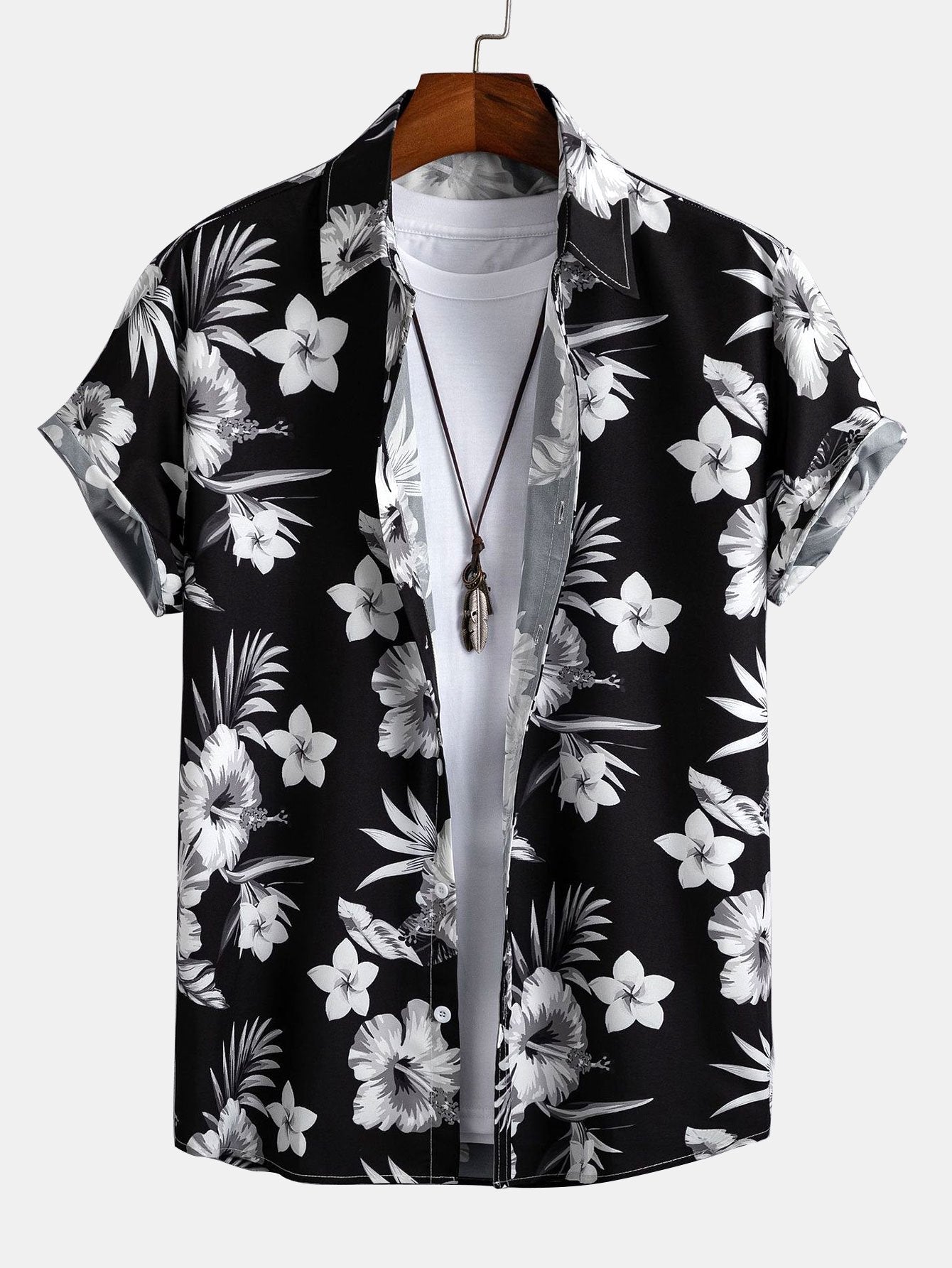 Ensemble — chemise à imprimé floral tropical & pantalon court en lin et coton