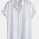 Ensemble — chemise en lin et coton à col officier & pantalon en lin et coton