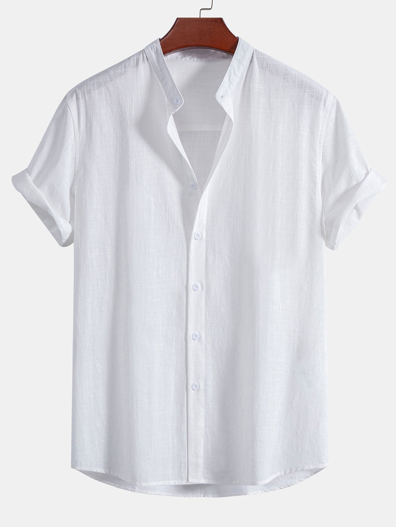 Ensemble — chemise en lin et coton à col officier & pantalon en lin et coton