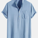 Ensemble — chemise en lin à col henley & short en lin et coton