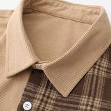 Ensemble — chemise patchwork à carreaux en velours côtelé & pantalon de jogging en velours côtelé
