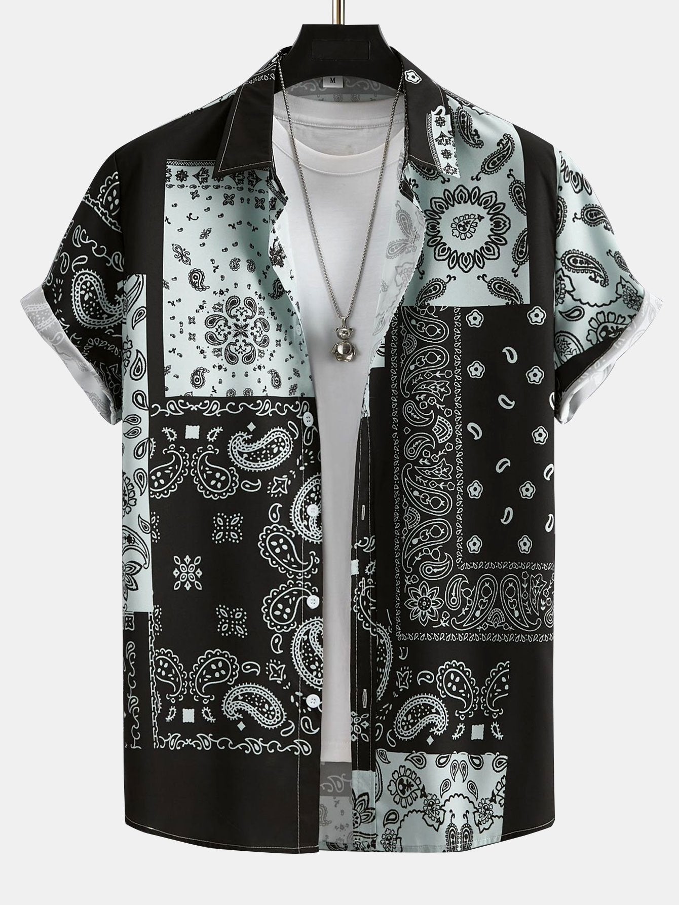 Ensemble Sidonie — chemise patchwork à imprimé paisley & short de bain
