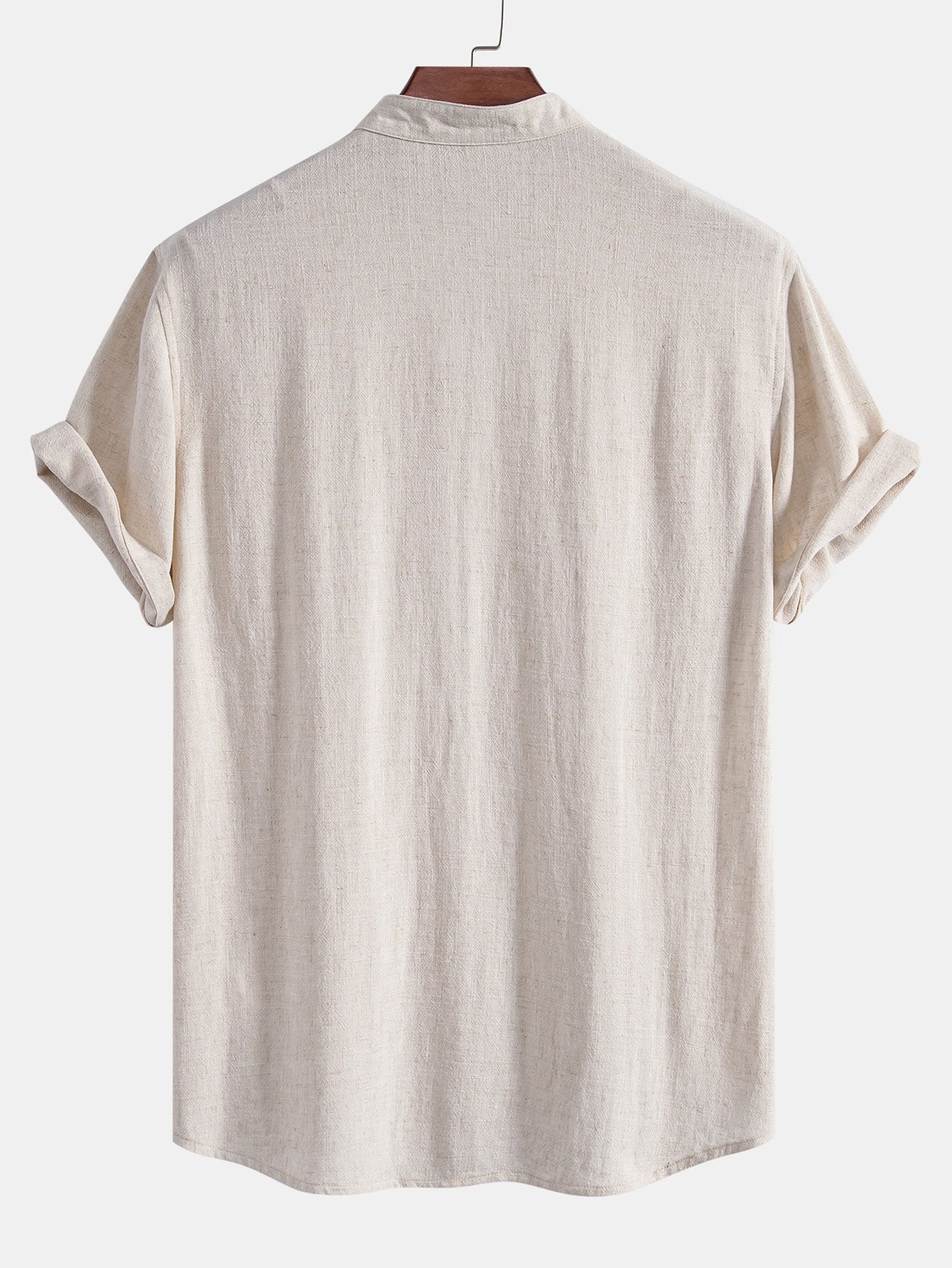 Chemise en lin et viscose à col V et manches courtes
