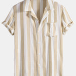 Ensemble Améline — chemise rayée à col cubain & short de bain