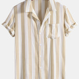 Ensemble Améline — chemise rayée à col cubain & short de bain