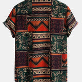 Ensemble Améline — chemise en coton à imprimé patchwork floral géométrique & short en lin et coton