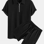 Ensemble — polo côtelé demi-zip coupe ajustée & short