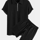 Ensemble — polo côtelé demi-zip coupe ajustée & short