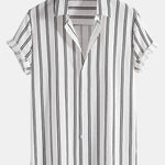 Améline — Chemise boutonnée en lin rayé