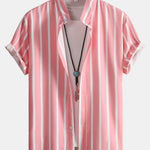Ensemble — chemise boutonnée rayée & short de bain mi-long à cordon
