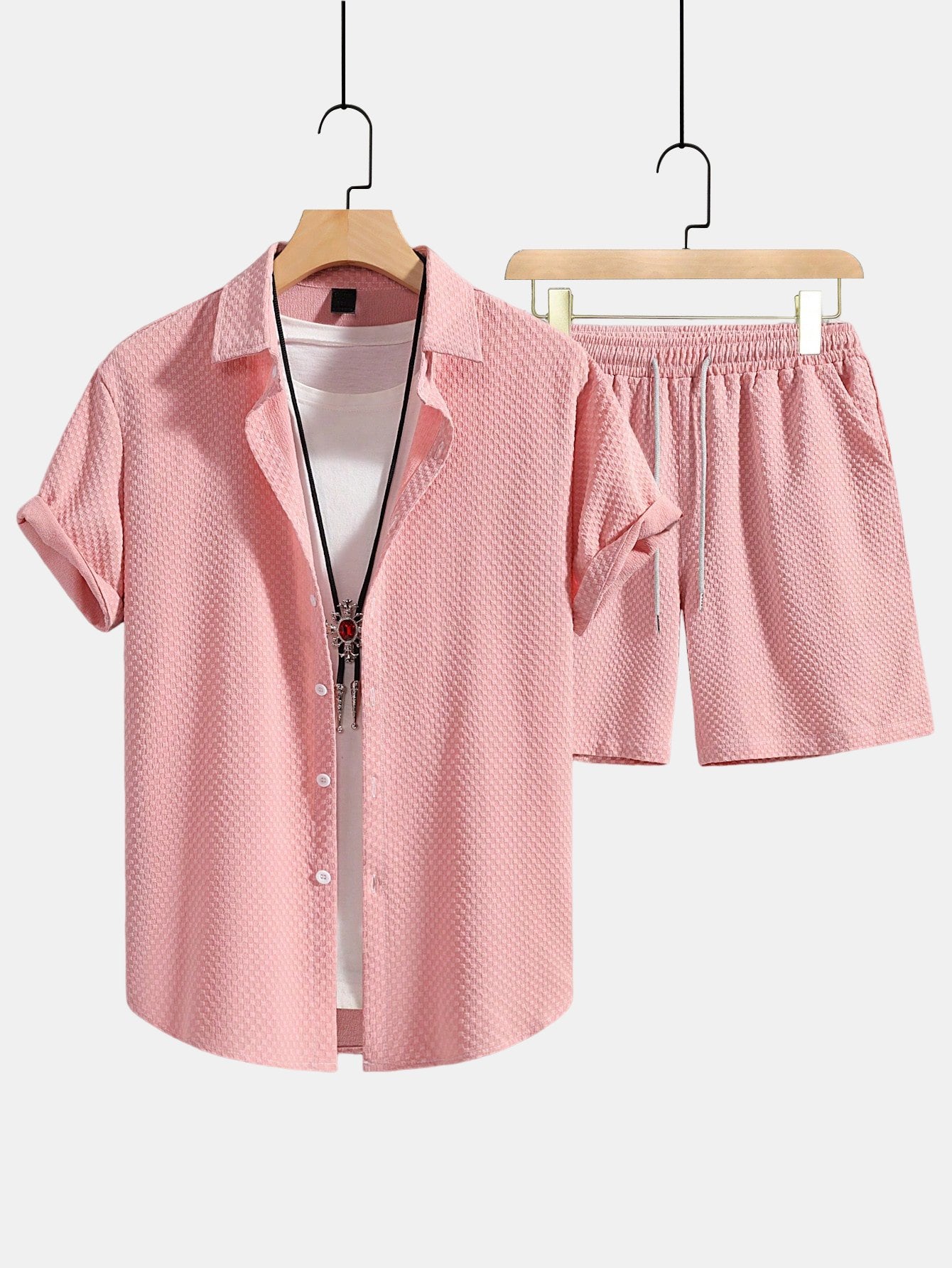 Ensemble — chemise texturée à damier & short à cordon