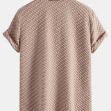Ensemble — chemise cubaine jacquard pied-de-poule & pantalon en lin à jambe droite