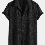 Ensemble Améline — chemise cubaine texturée jacquard & pantalon en lin à jambe droite