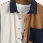 Ensemble Capucine — chemise patchwork en velours côtelé & pantalon en velours côtelé à jambe droite