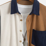 Ensemble Capucine — chemise patchwork en velours côtelé & pantalon en velours côtelé à jambe droite