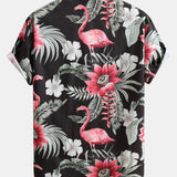 Ensemble — chemise à imprimé flamants roses et fleurs & short de bain