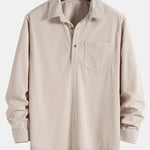 Chemise en velours côtelé à col polo et manches longues (3 pièces)