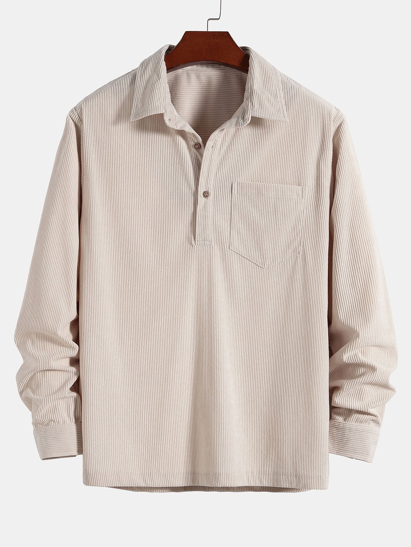 Chemise en velours côtelé à col polo et manches longues (3 pièces)