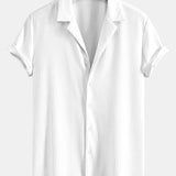 Ensemble — chemise côtelée à col cubain profond coupe ajustée & short côtelé à cordon