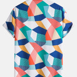 Ensemble Sidonie — chemise à imprimé géométrique color block & short de bain