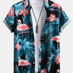 Ensemble — chemise à imprimé flamants roses tropical & short de bain court