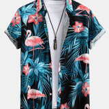 Ensemble — chemise à imprimé flamants roses tropical & short de bain court