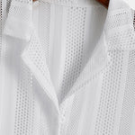 Ensemble — chemise texturée en maille & pantalon en lin à jambe droite