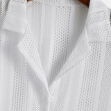 Ensemble — chemise texturée en maille & pantalon en lin à jambe droite