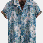 Ensemble — chemise cubaine jacquard à fleurs peintes & short