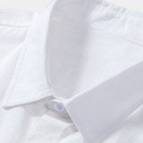 Chemise boutonnée en lin et coton à imprimé palmiers bleus