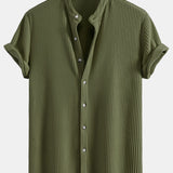 Ensemble — chemise gaufrée à col officier & short gaufré à cordon