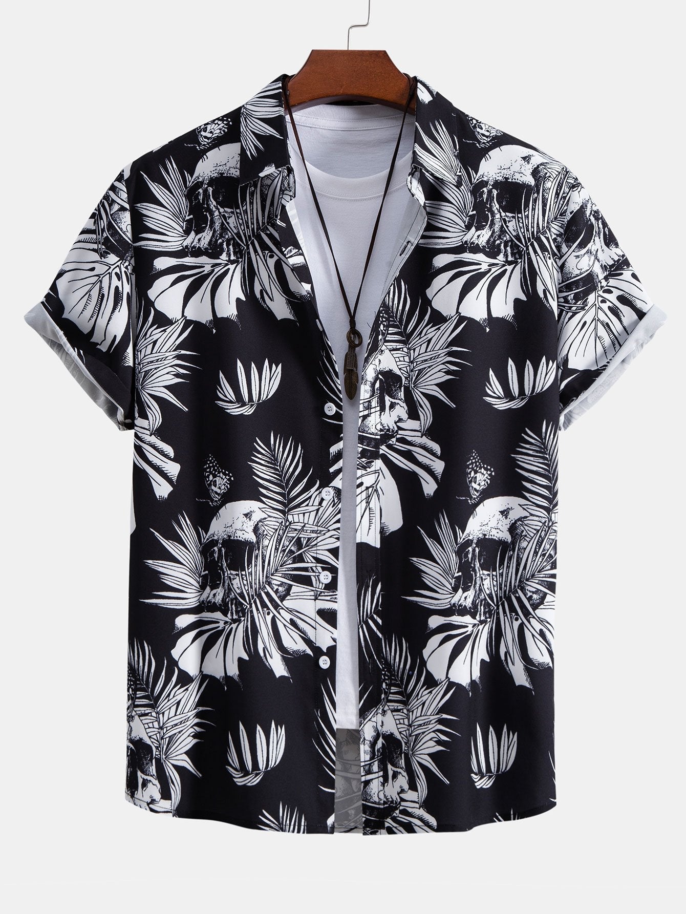 Ensemble — chemise à imprimé têtes de mort tropical & short de bain