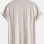 Ensemble — chemise en lin et viscose à col V & short à cordon en lin et coton